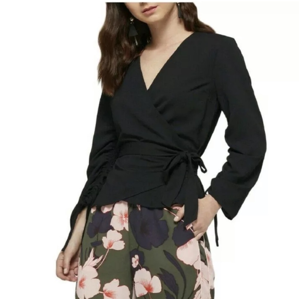 Black Wrap knit blouse